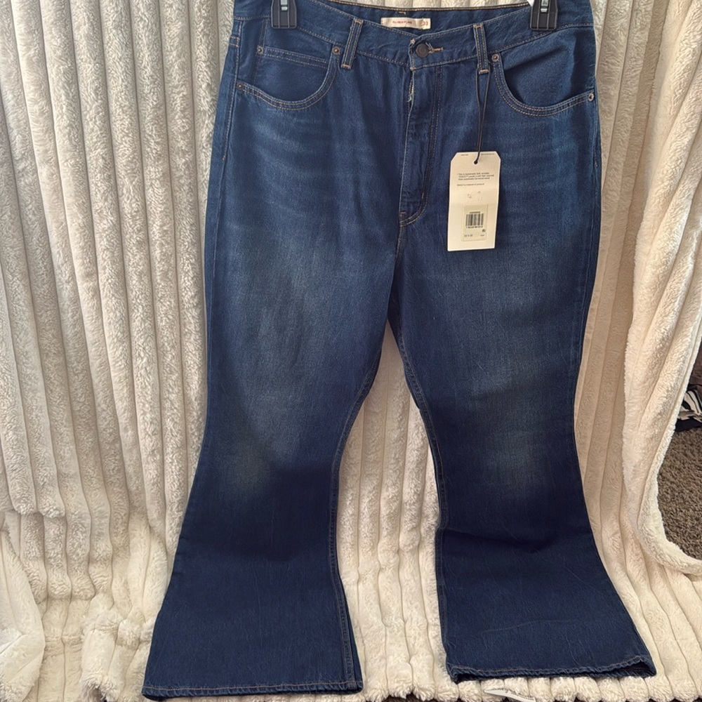 Levi's Dark Blue 70s High Flare Jeans